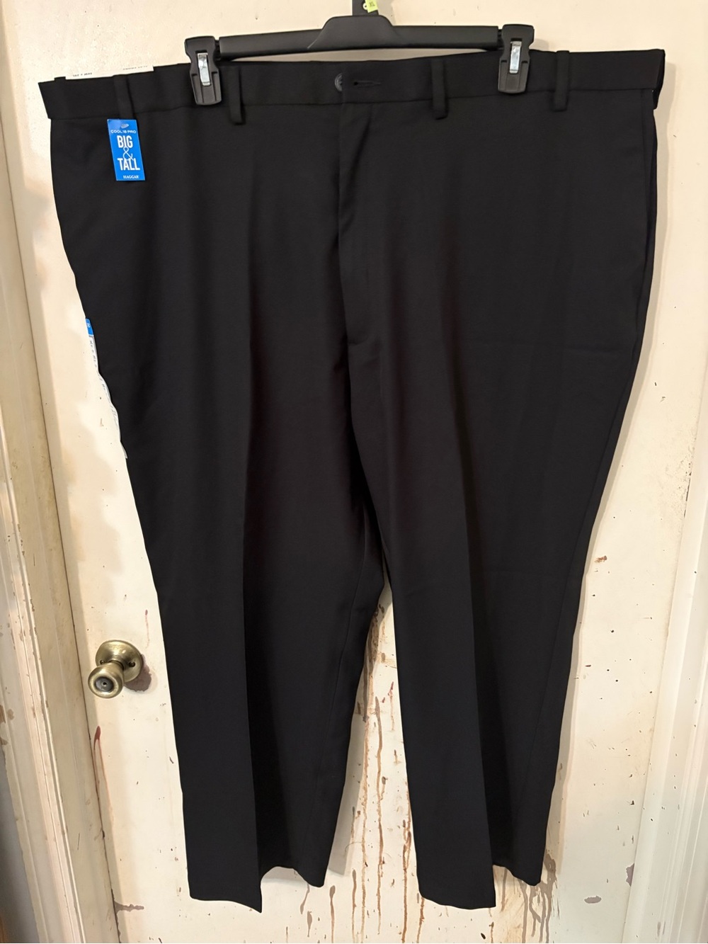 Haggar Mens Big Tall Cool 18 Pro Classic Fit Flat Front Pants Black 50x29 NWT